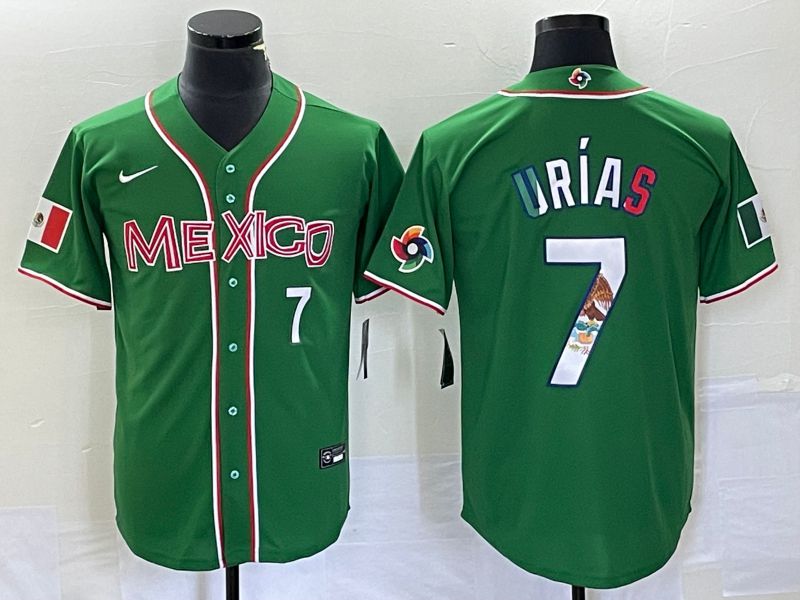 Men 2023 World Cub Mexico 7 Urias Green Nike MLB Jersey3